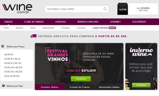 Loja virtual Wine. 