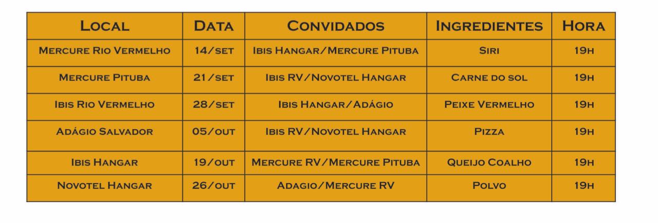 Programação Batalha de Chefs rede Accors.