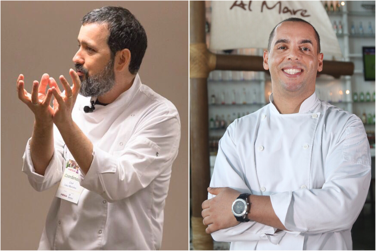 Chefs Caco Marinho e Ricardo Brito vão comandar a primeira edição do curso Na Cozinha com o Repórter Gourmet. Foto: Divulgação.